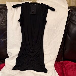 Fashion Nova Black Draped Sleeveless Midi Dress